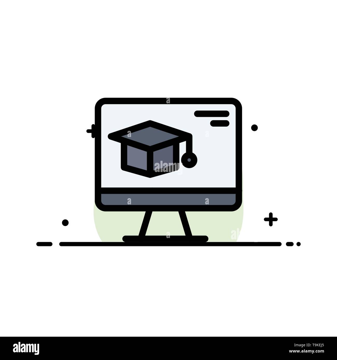 Computer Cap Education Graduation Business Flat Line Filled