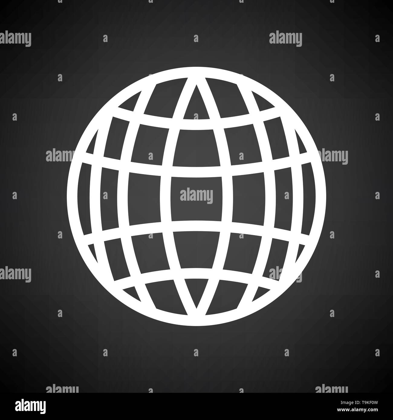 Globe Icon. White on Black Background. Vector Illustration Stock Vector ...