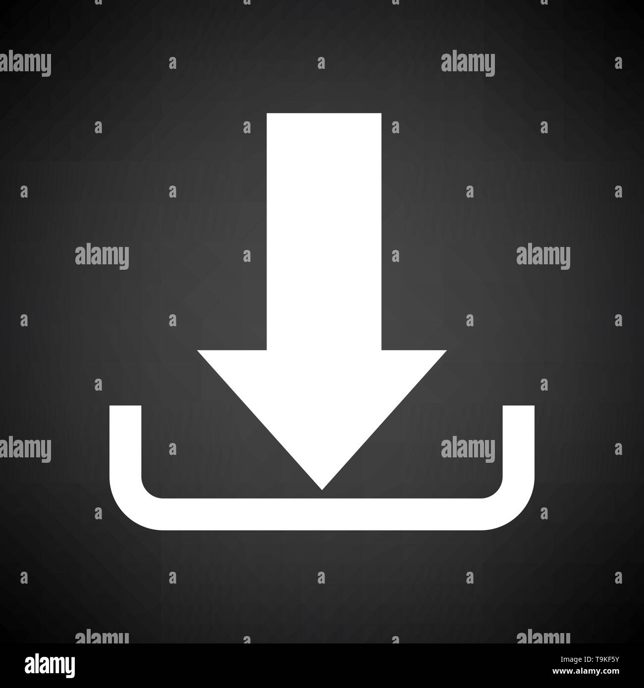 Download Icon. White on Black Background. Vector Illustration Stock
