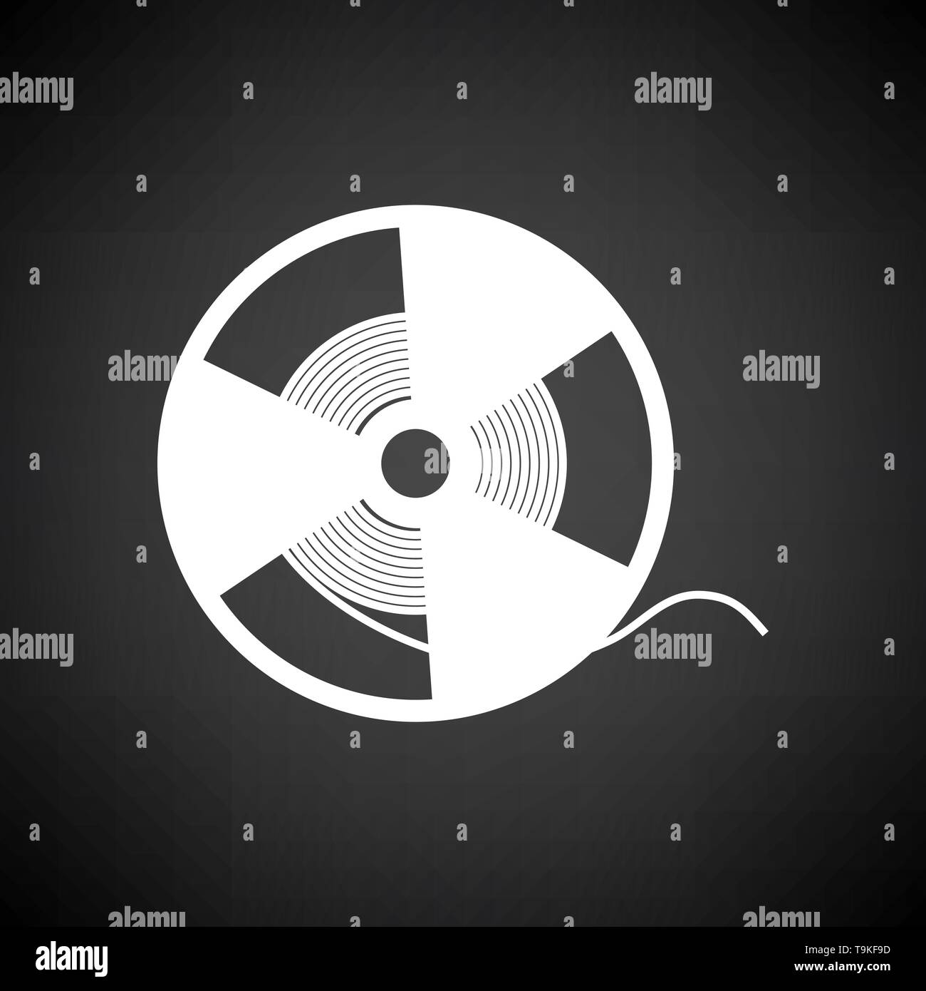 Reel Tape Icon. White on Black Background. Vector Illustration Stock