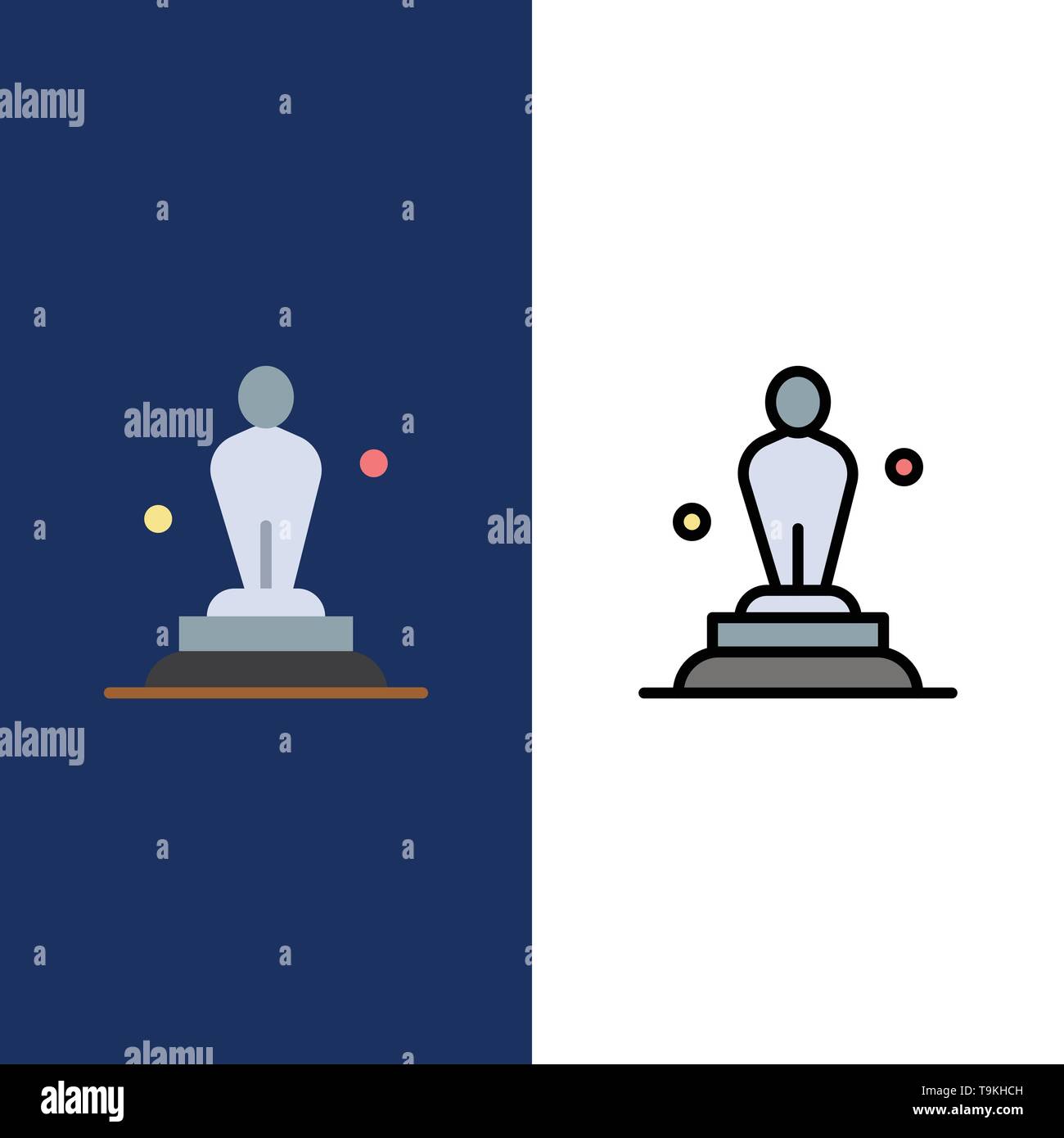 Academy, Award, Oscar, Statue, Trophy  Icons. Flat and Line Filled Icon Set Vector Blue Background Stock Vector