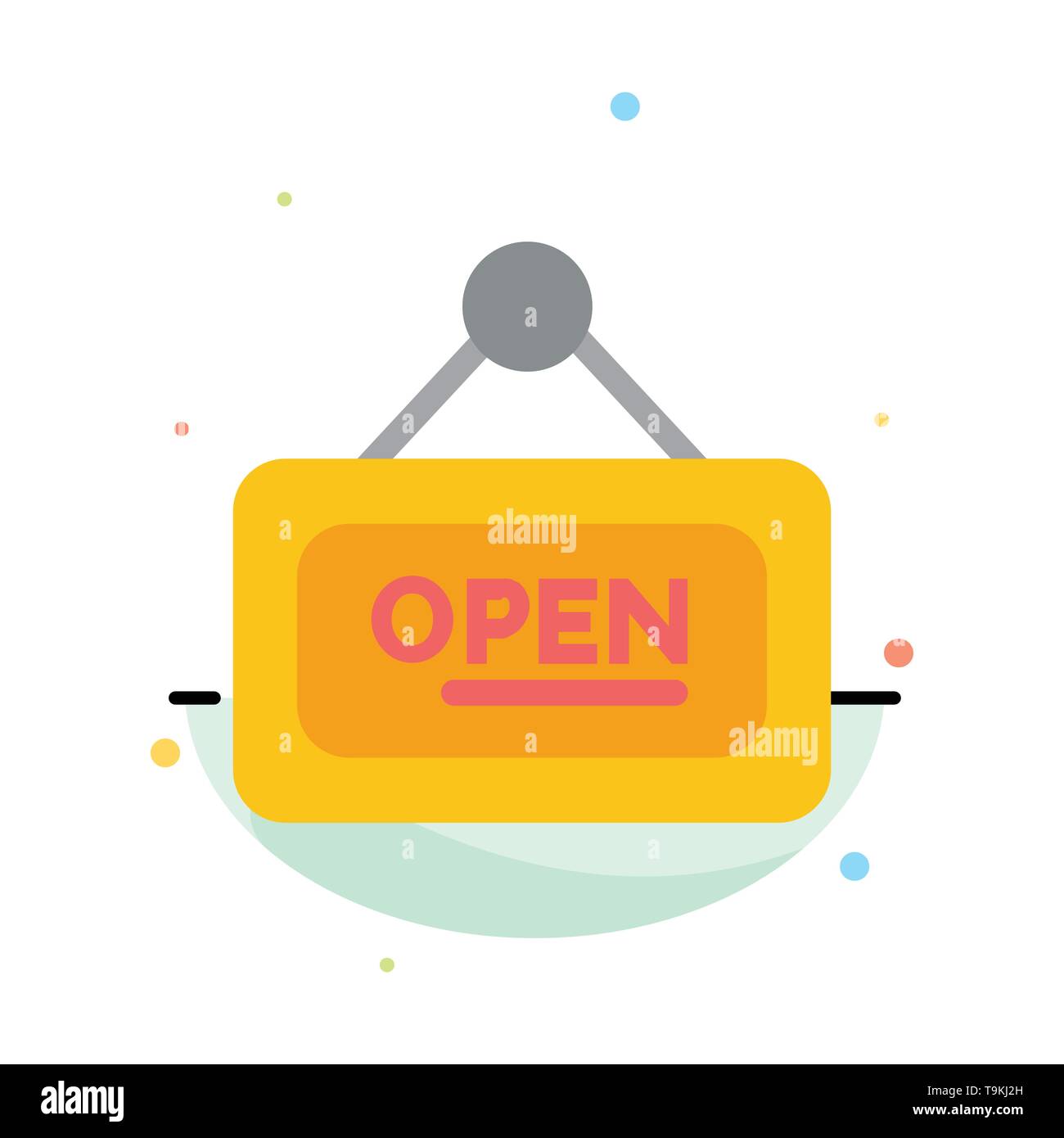 Marketing, Board, Sign, Open Abstract Flat Color Icon Template Stock Vector