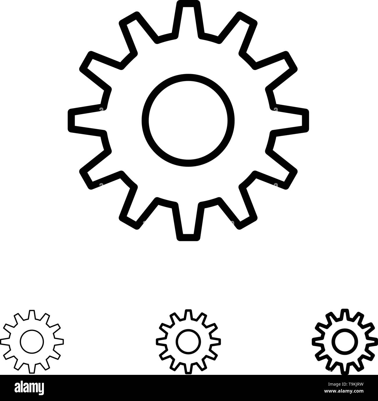 Cogs, Gear, Setting Bold and thin black line icon set Stock Vector ...