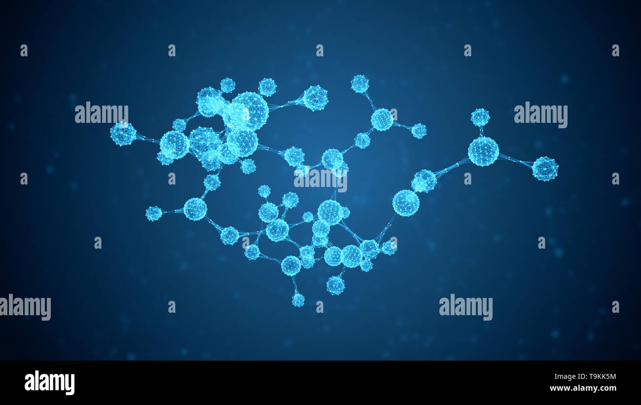 abstract molecular structure, wireframe style, concept of science and