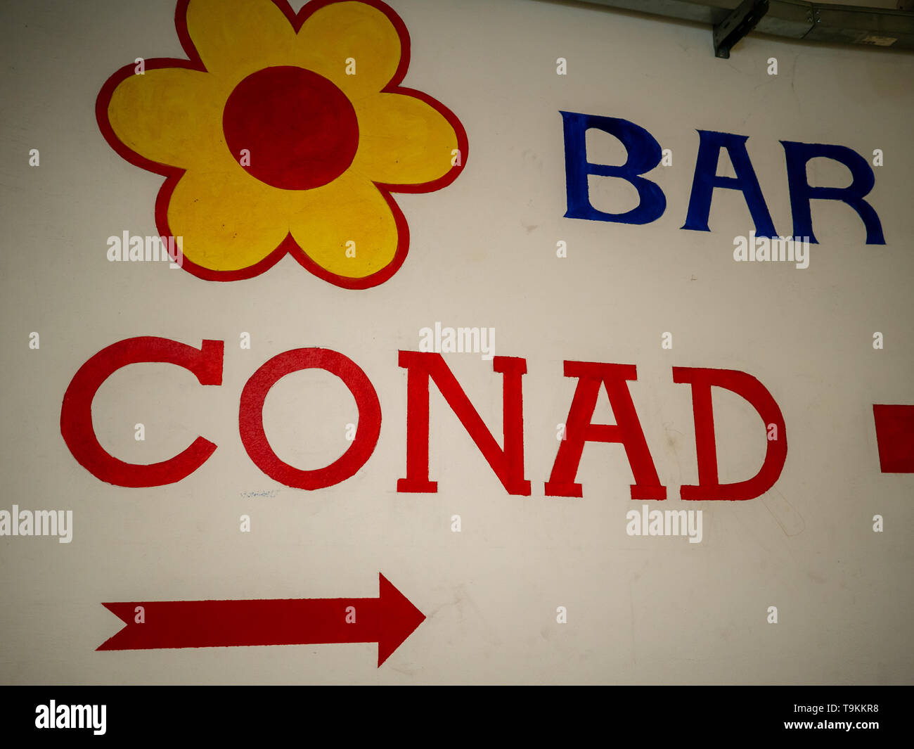 hand painted store sign from a popular Italian supermarket chain in Latte, Liguria, Italy Stock Photo