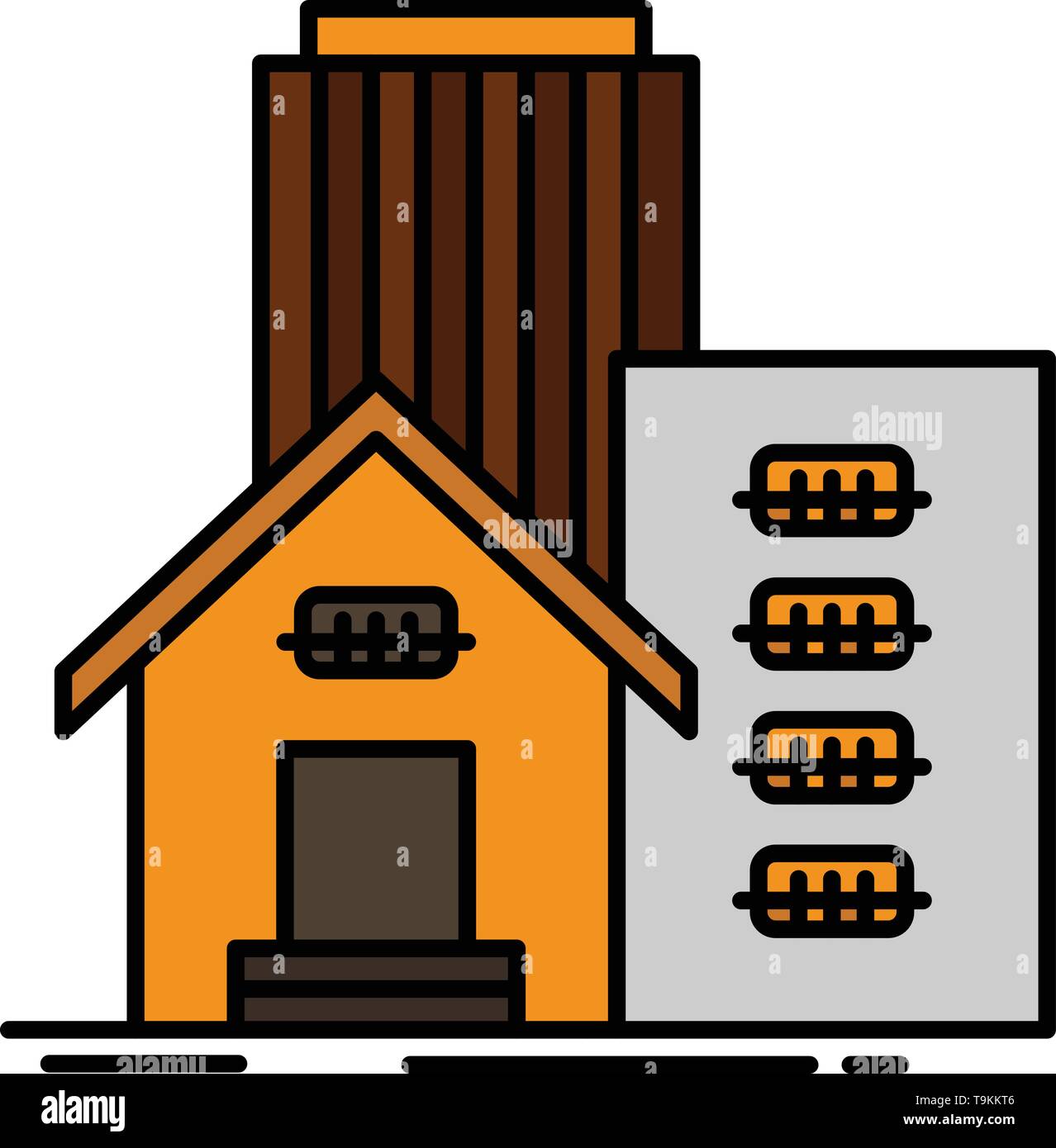 Building Estate Real Apartment Office Flat Color Icon Vector