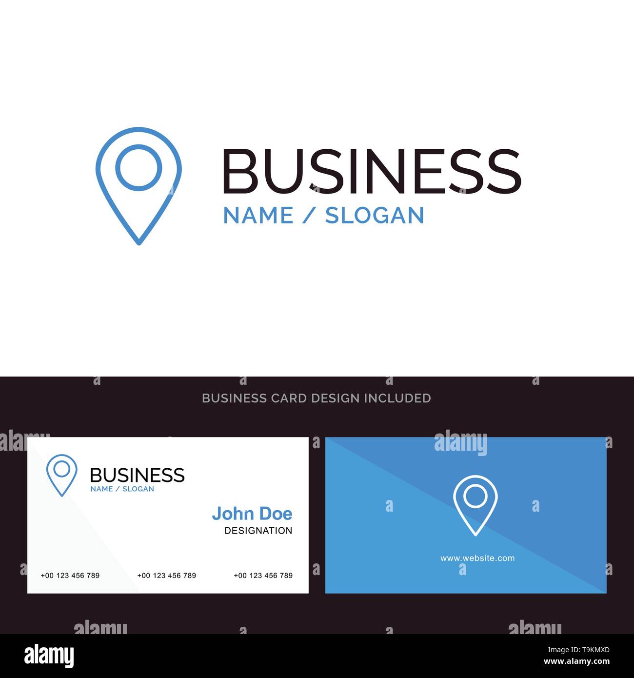 Location, Map, Marker, Pin Blue Business logo and Business Card Template.  Front and Back Design Stock Vector Image & Art - Alamy