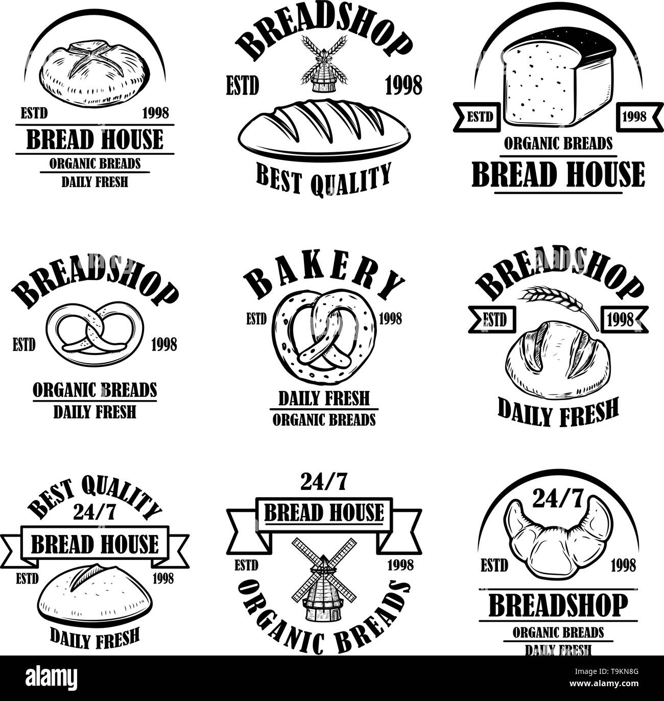 Bakery shop logo badge Black and White Stock Photos & Images - Alamy
