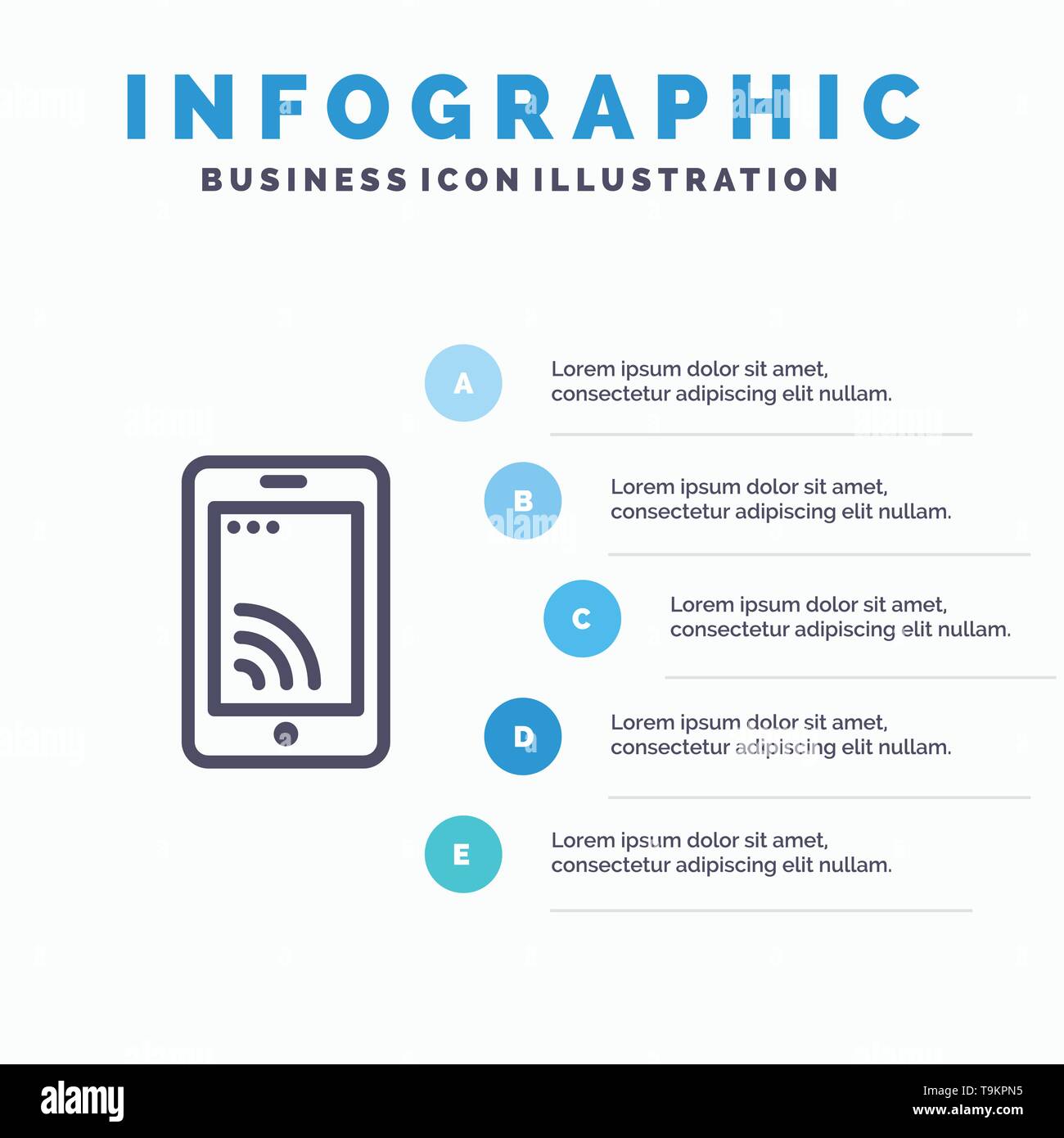 Mobile Cell Wifi Service Line Icon With 5 Steps Presentation