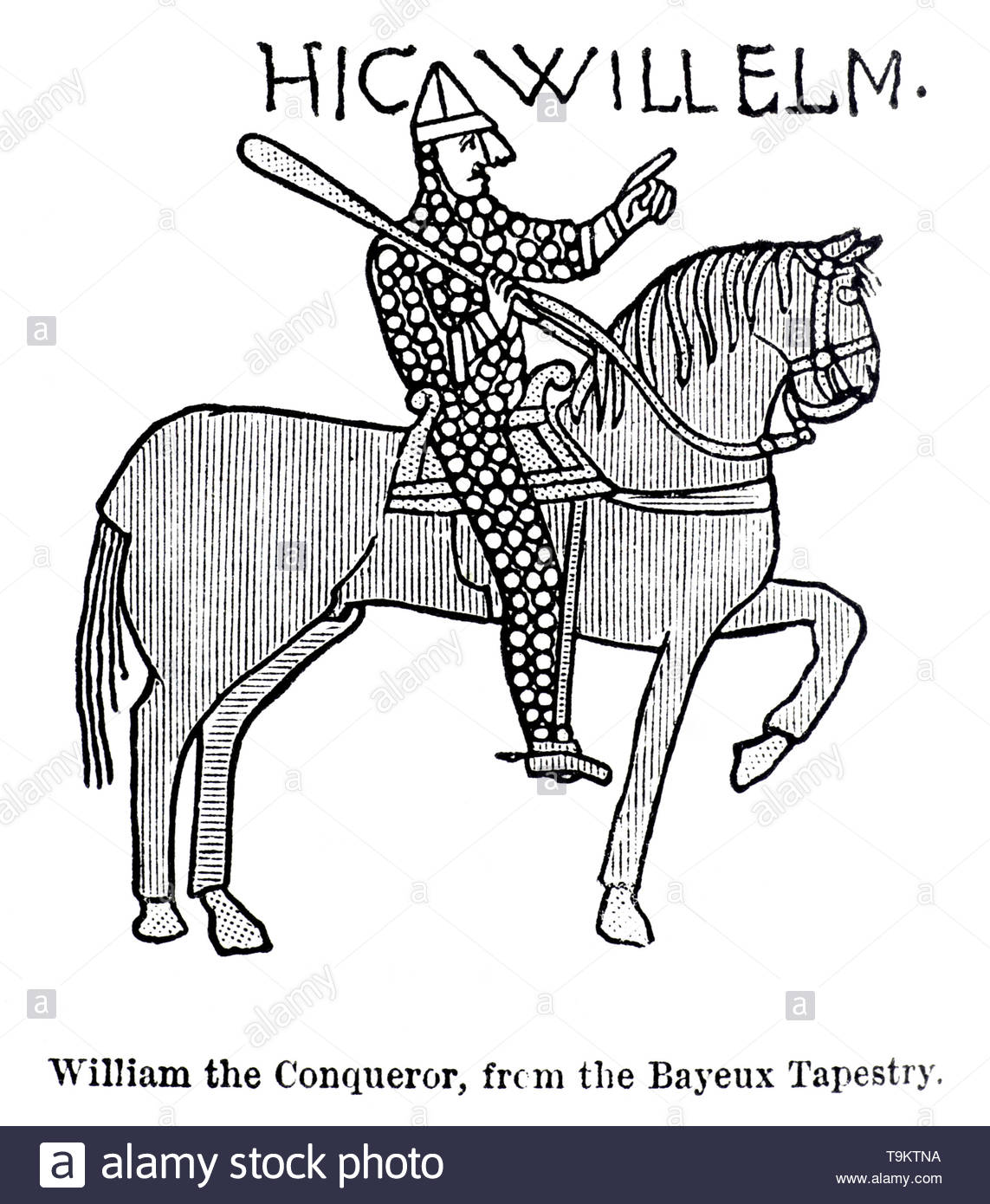 William the Conqueror, 1028 – 1087, first Norman King of England, from the Bayeux Tapestry, vintage illustration from 1884 Stock Photo