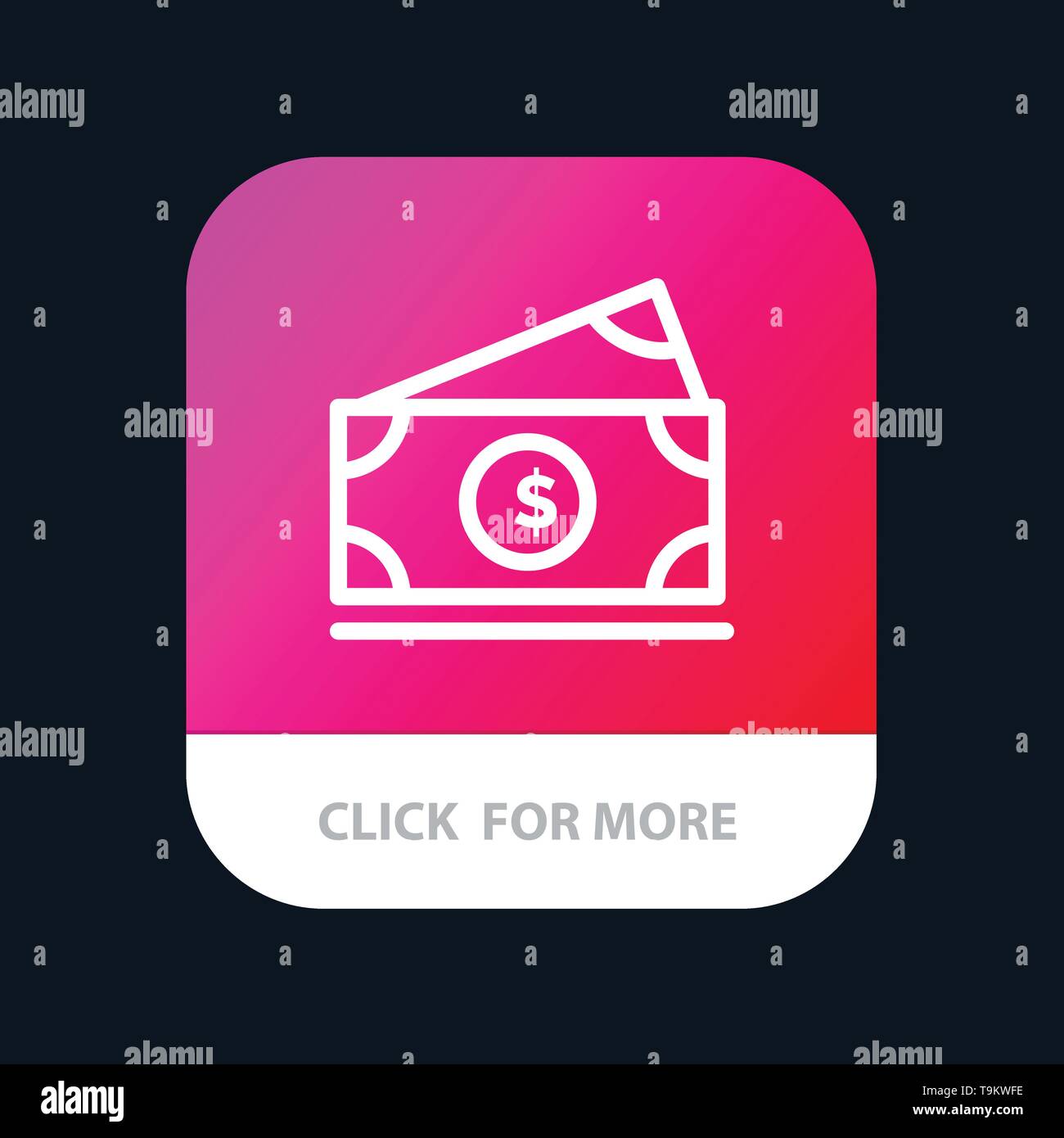 Dollar, Money, American, Usa Mobile App Button. Android and IOS Line