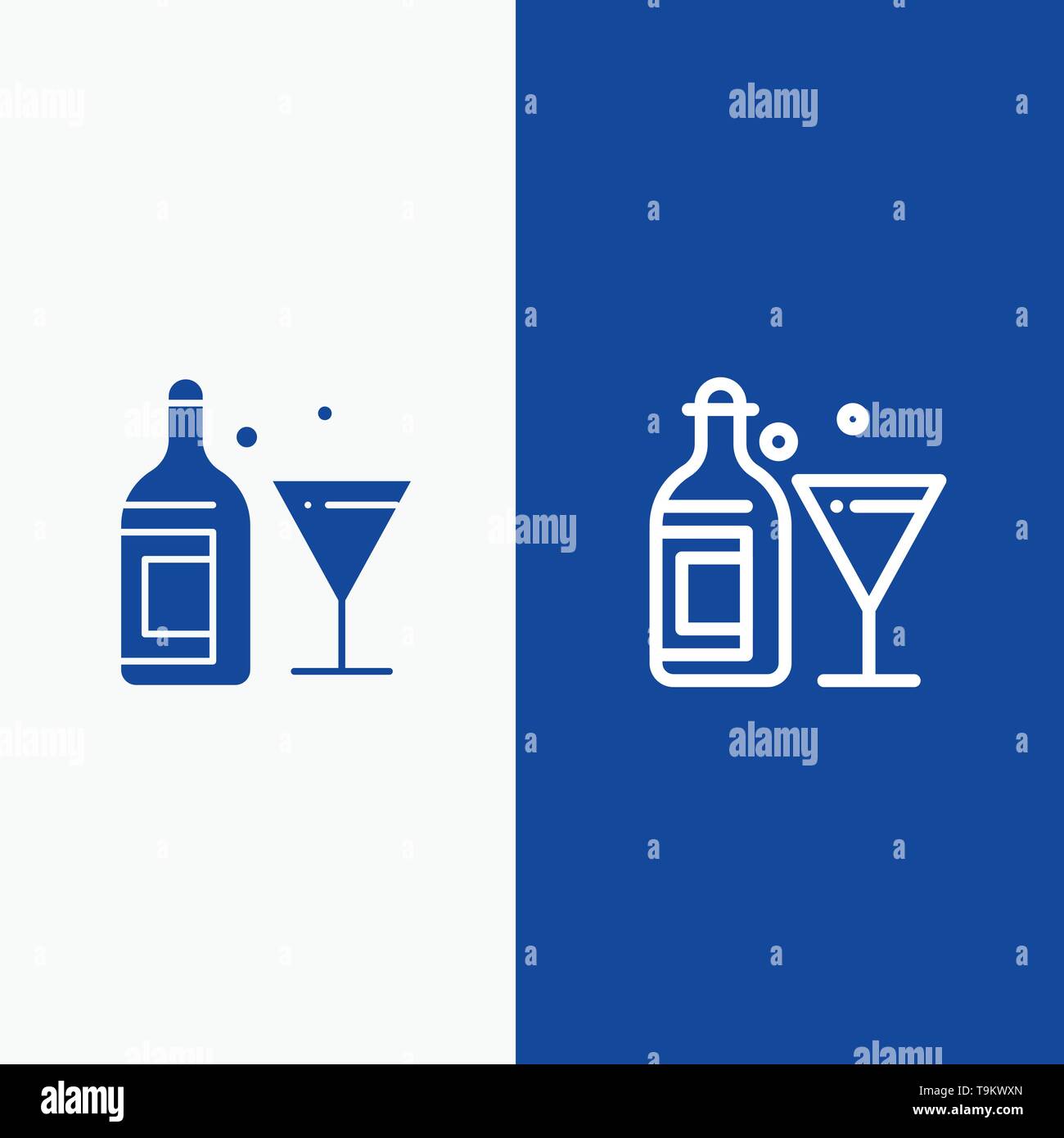 Glass Drink Bottle Wine Line And Glyph Solid Icon Blue Banner