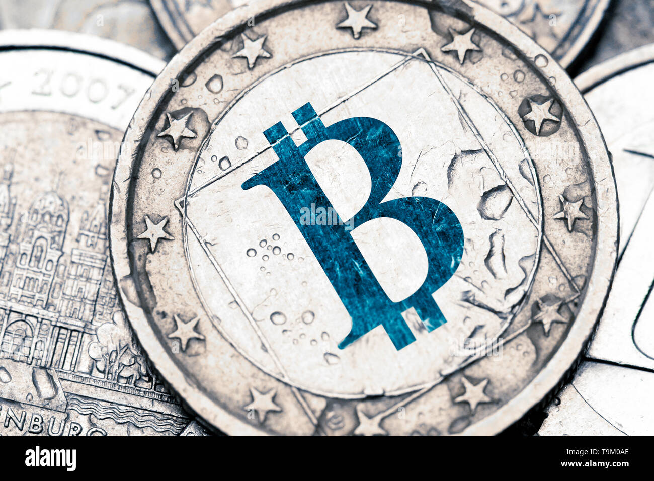 bitcoin cryptocurency coin closeup Stock Photo