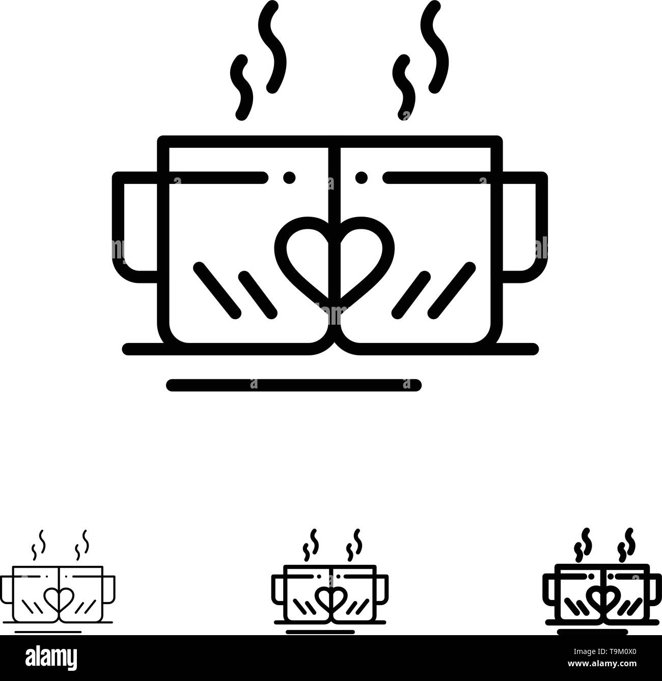 Tea, Cup, Love, Heart, Wedding Bold and thin black line icon set Stock Vector Image & Art Alamy