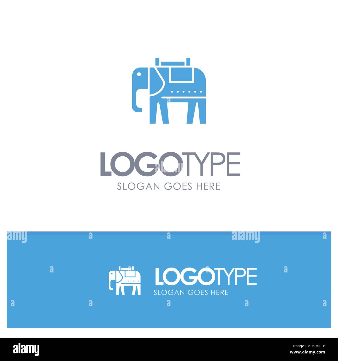 Elephant, American, Usa Blue Solid Logo with place for tagline Stock Vector