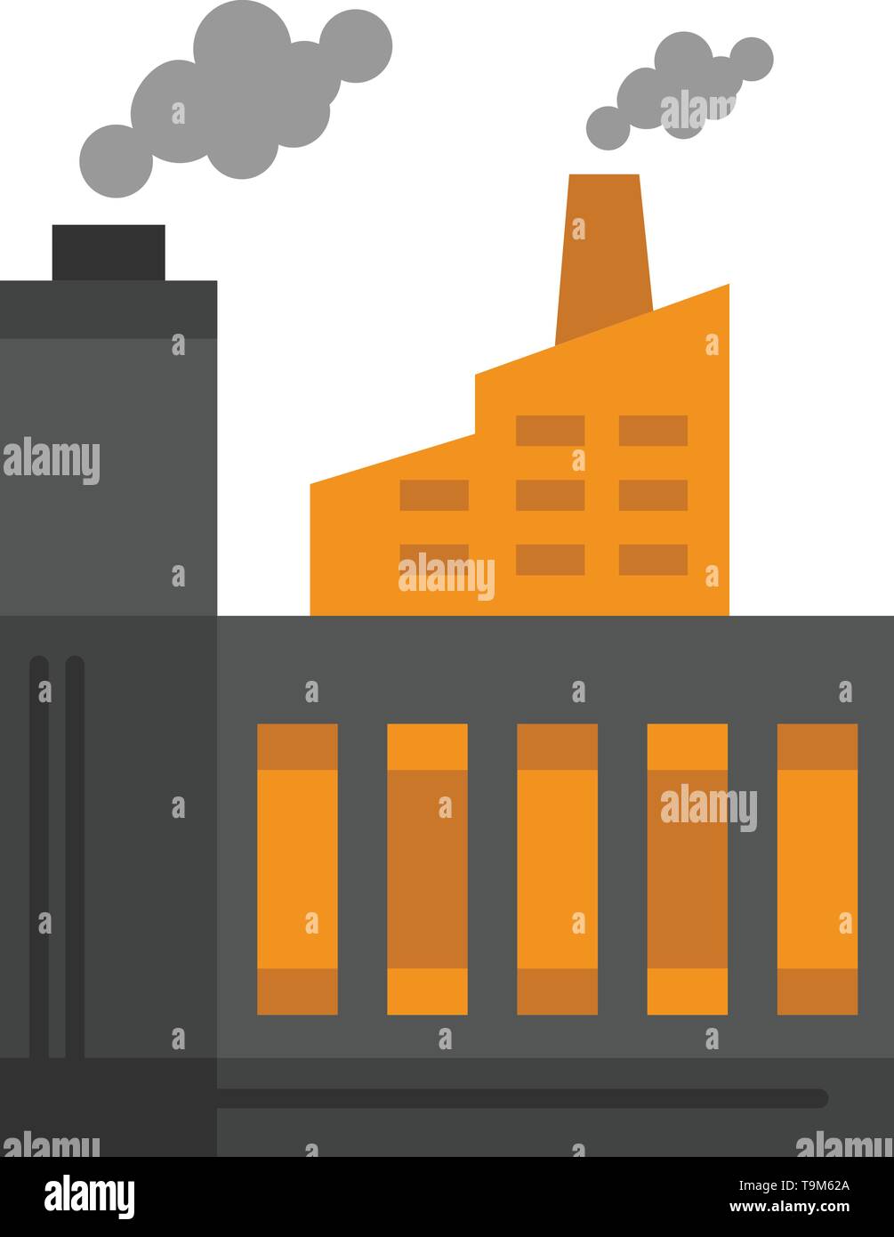 Industry Building Construction Factory Smoke Flat Color Icon