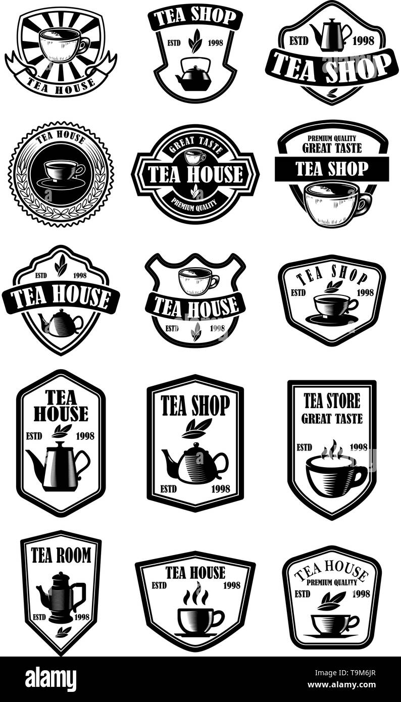 Set of vintage tea house labels. Design element for logo, emblem, sign,  poster. Vector illustration Stock Vector Image & Art - Alamy