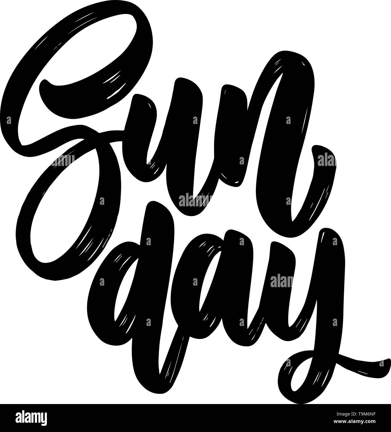 Sunday. Lettering phrase on light background. Design element for poster ...