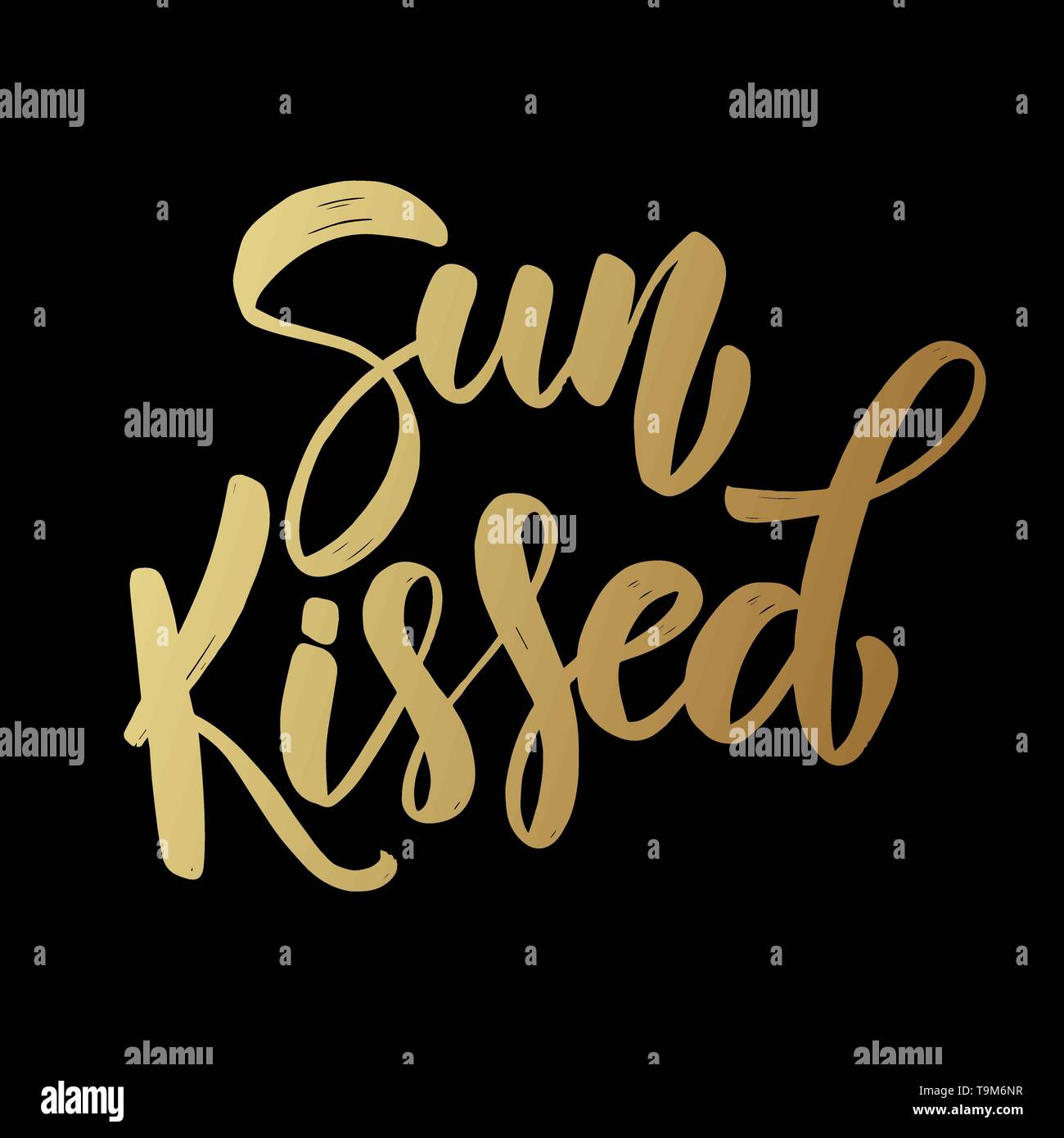 Sun kissed. Lettering phrase on dark background. Design element for