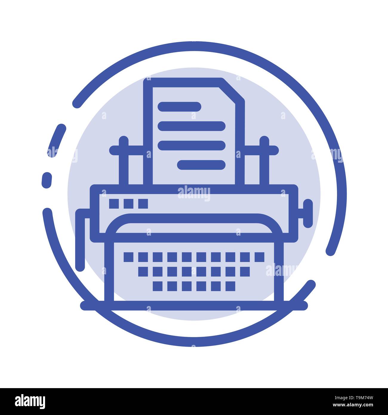 Typewriter, Typing, Document, Publish Blue Dotted Line Line Icon Stock Vector