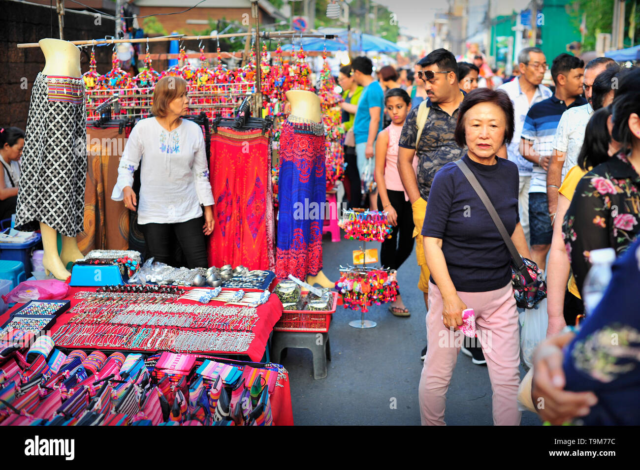 Walking Street Sunday Market on Ratchadamnoen Chiang Mai Thailand Stock Photo