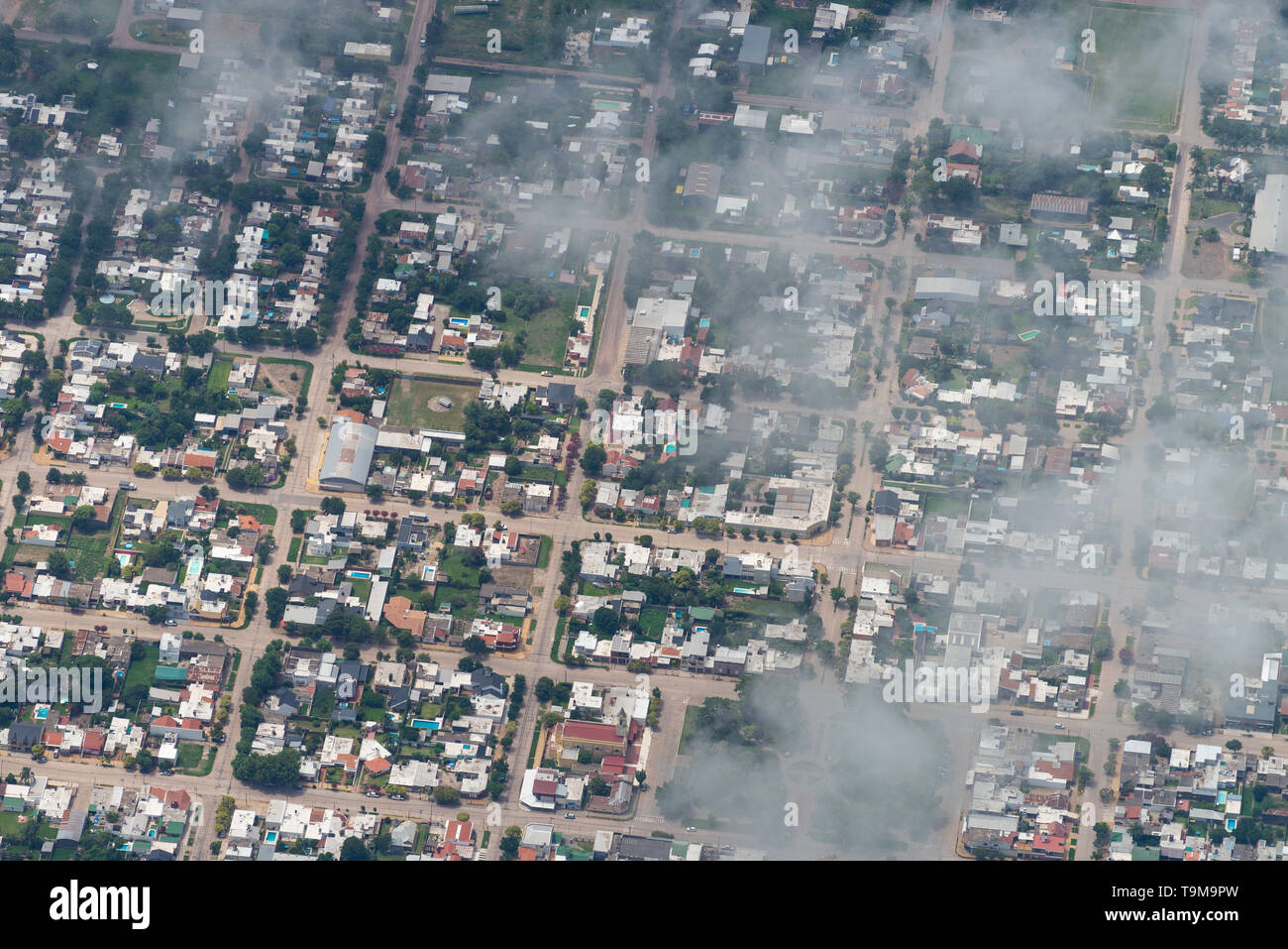 Aerial image showing neighbourhoods in the city of Rosario, Argentina Stock Photo