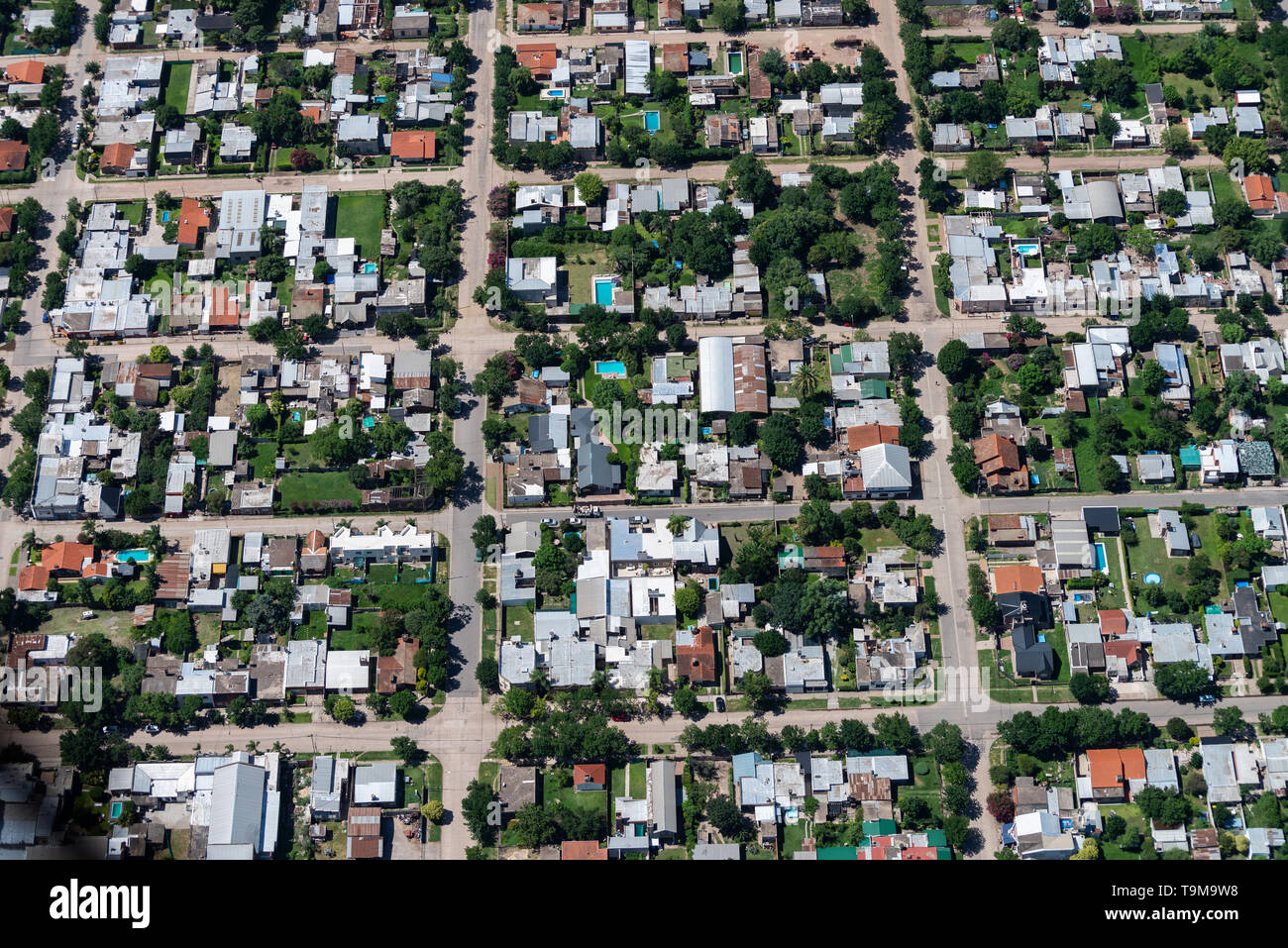 Aerial image showing neighbourhoods in the city of Rosario, Argentina Stock Photo