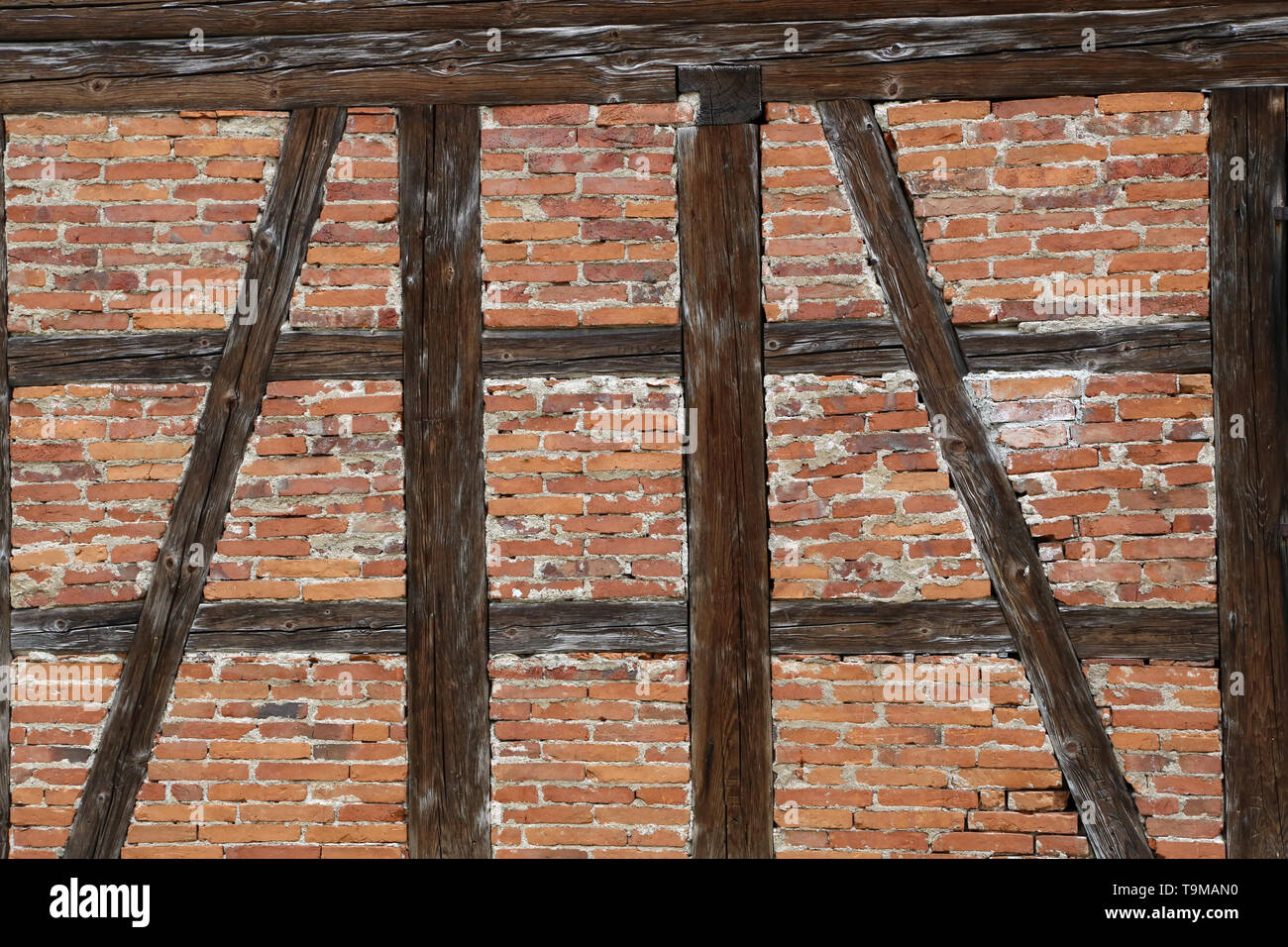 Old Wood Beams Brick Wall High Resolution Stock Photography and Images