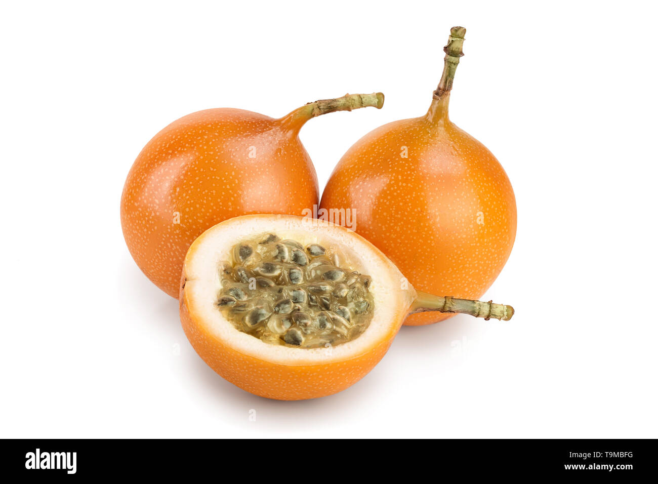 Granadilla or yellow passion fruit isolated on white background Stock Photo Alamy
