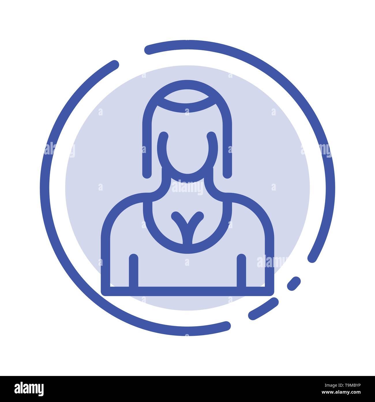 Actress, Avatar, Character, Girl, Lady Blue Dotted Line Line Icon Stock Vector