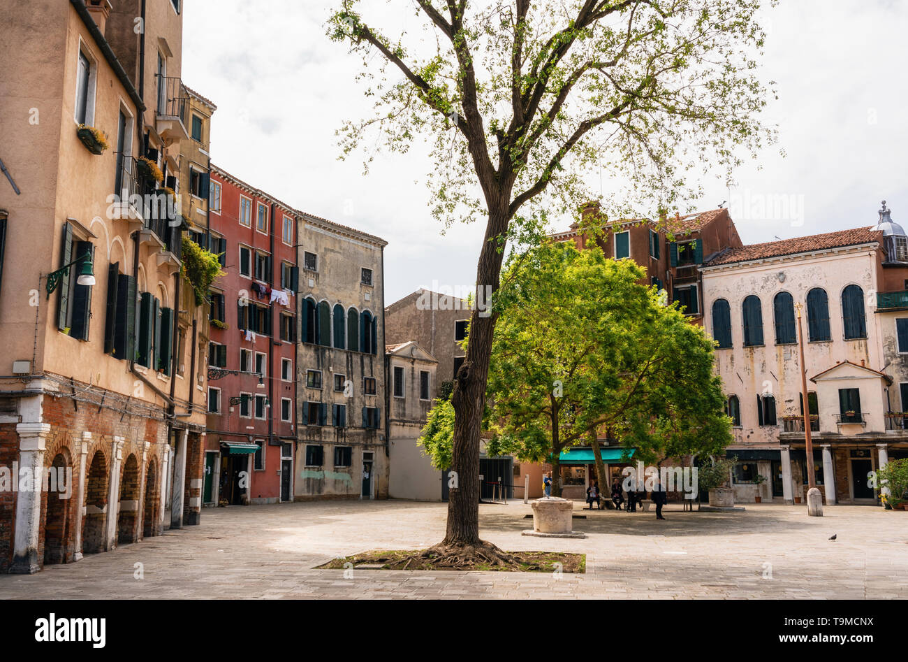 Main square The Venetian Ghetto or Campo del Ghetto Nuovo, Venice, Italy Stock Photo