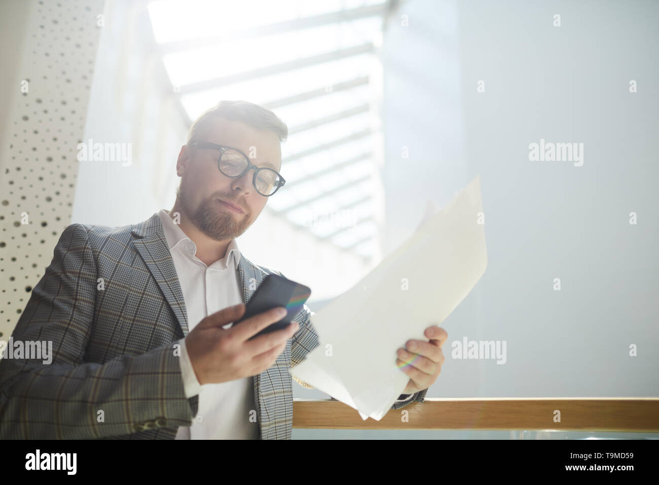 Businessman working with data Stock Photo