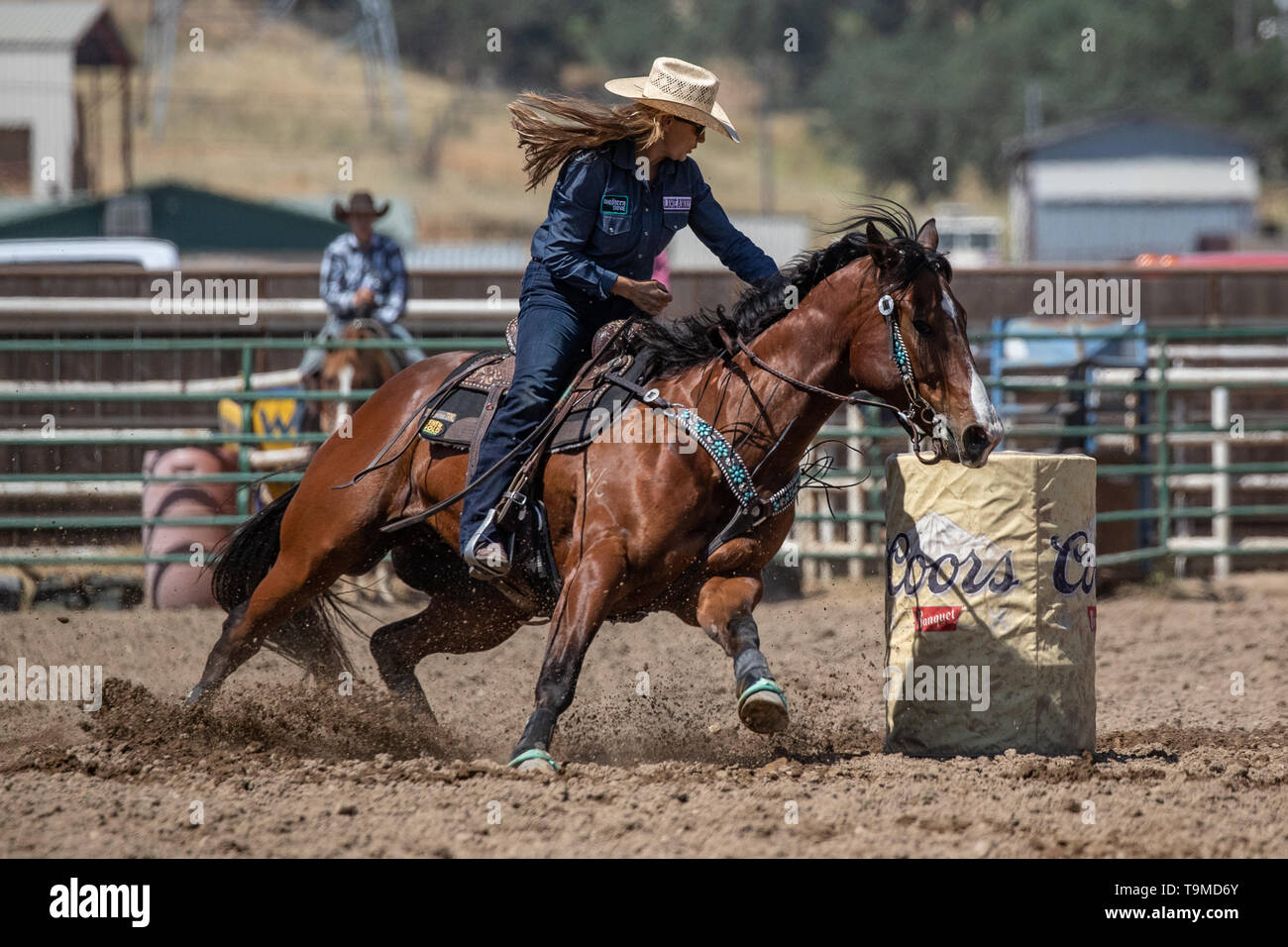 Rodeo action at the Cottonwood Rodeo in Cottonwood, California Stock