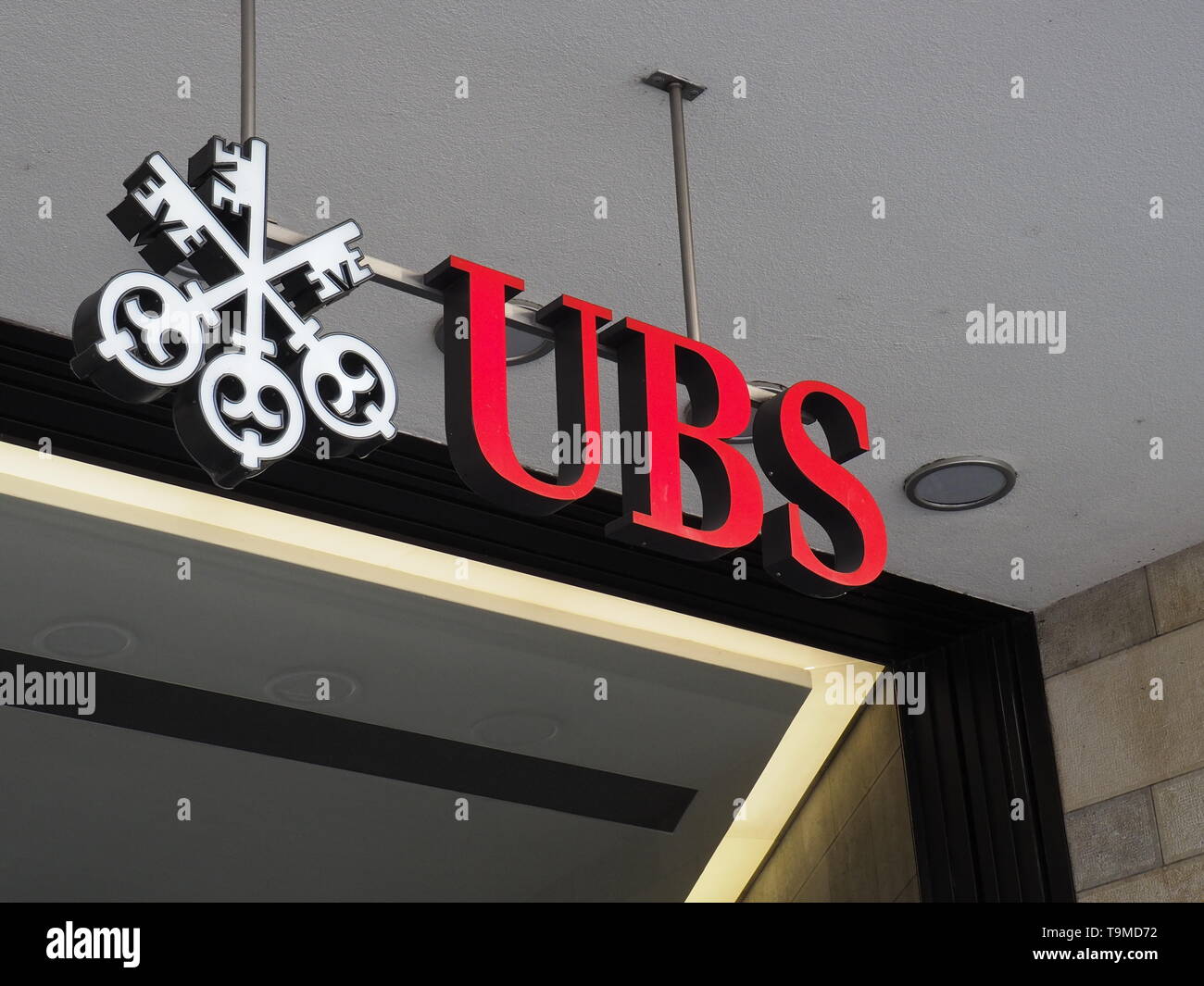 Logo der UBS, Schweizer Bank am Paradeplatz Stock Photo