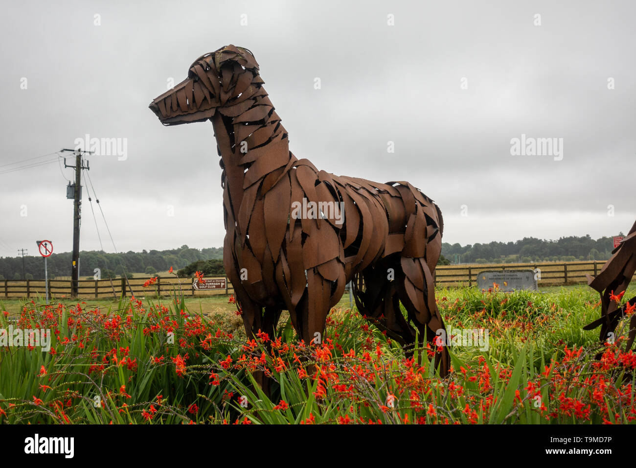 Sculptures of "Fionn Mac Cumhail and his Hounds" by Lynn Kirkham, at