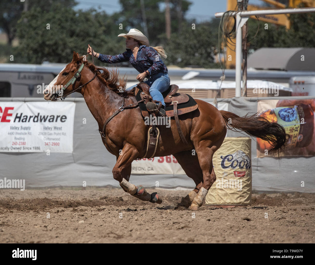 Rodeo action at the Cottonwood Rodeo in Cottonwood, California Stock