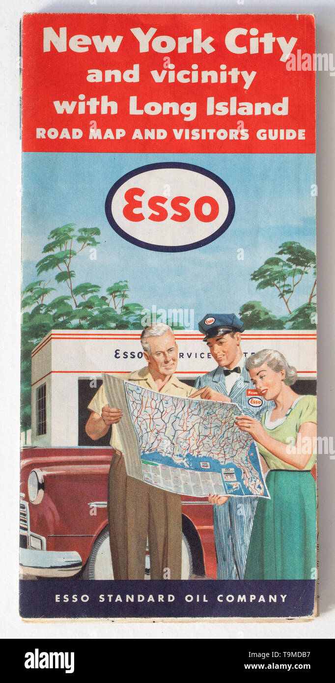 Old Vintage Road Map Stock Photo
