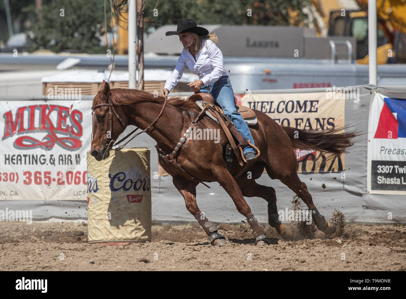 Rodeo action at the Cottonwood Rodeo in Cottonwood, California Stock