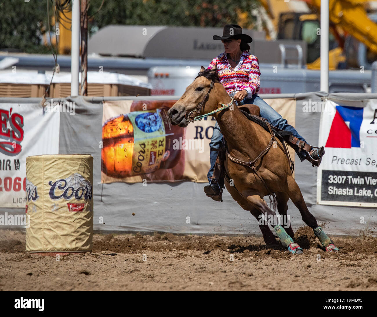 Rodeo action at the Cottonwood Rodeo in Cottonwood, California Stock