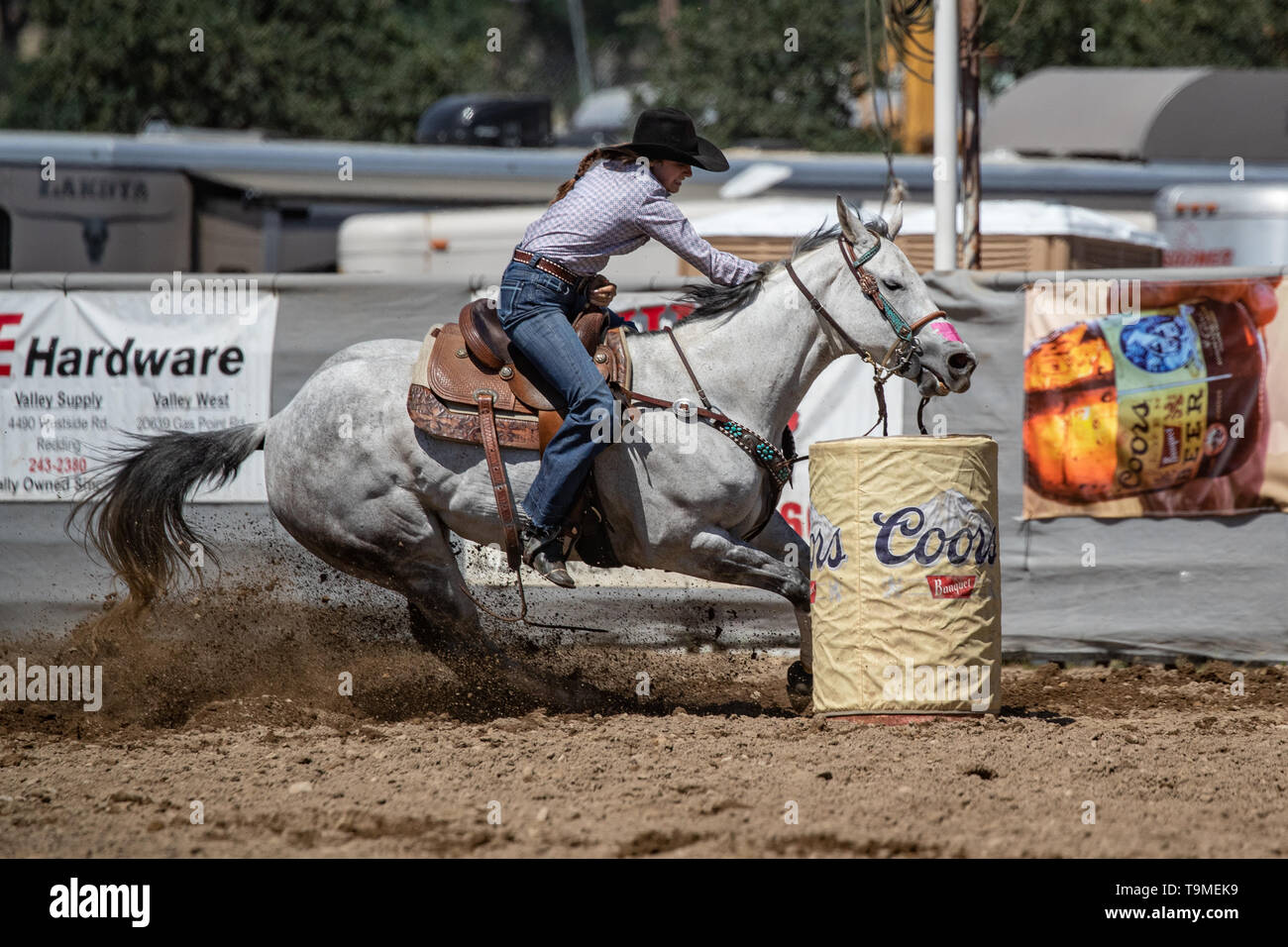 Rodeo action at the Cottonwood Rodeo in Cottonwood, California Stock ...