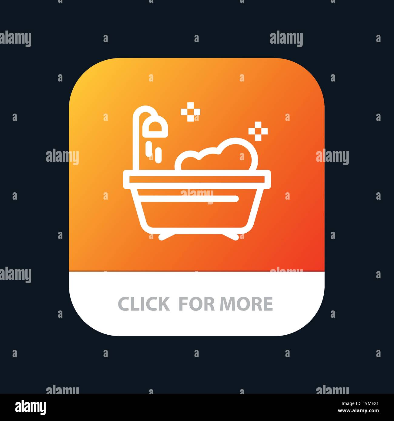 Bathroom, Clean, Shower Mobile App Button. Android and IOS Line Version