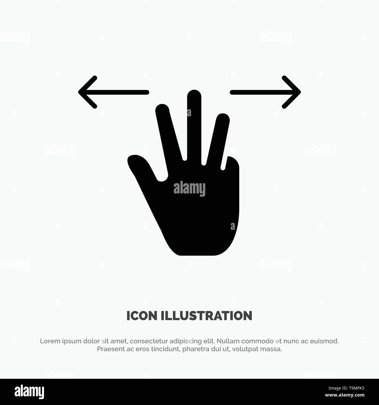 Gestures, Hand, Mobile, Three Fingers solid Glyph Icon vector Stock Vector