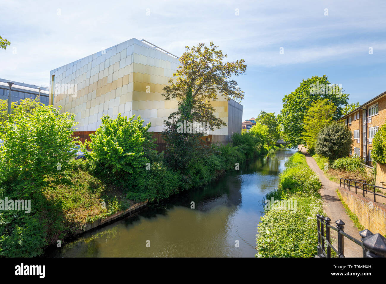 The Lightbox in Woking town centre, a gallery, museum and exhibition space civic amenity modern building on the banks of the Basingstoke Canal Stock Photo