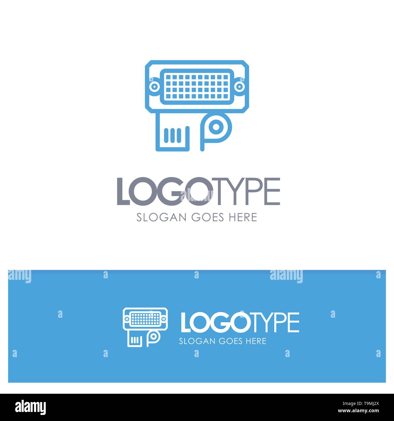 Adapter, Connection, Data, Input Blue outLine Logo with place for