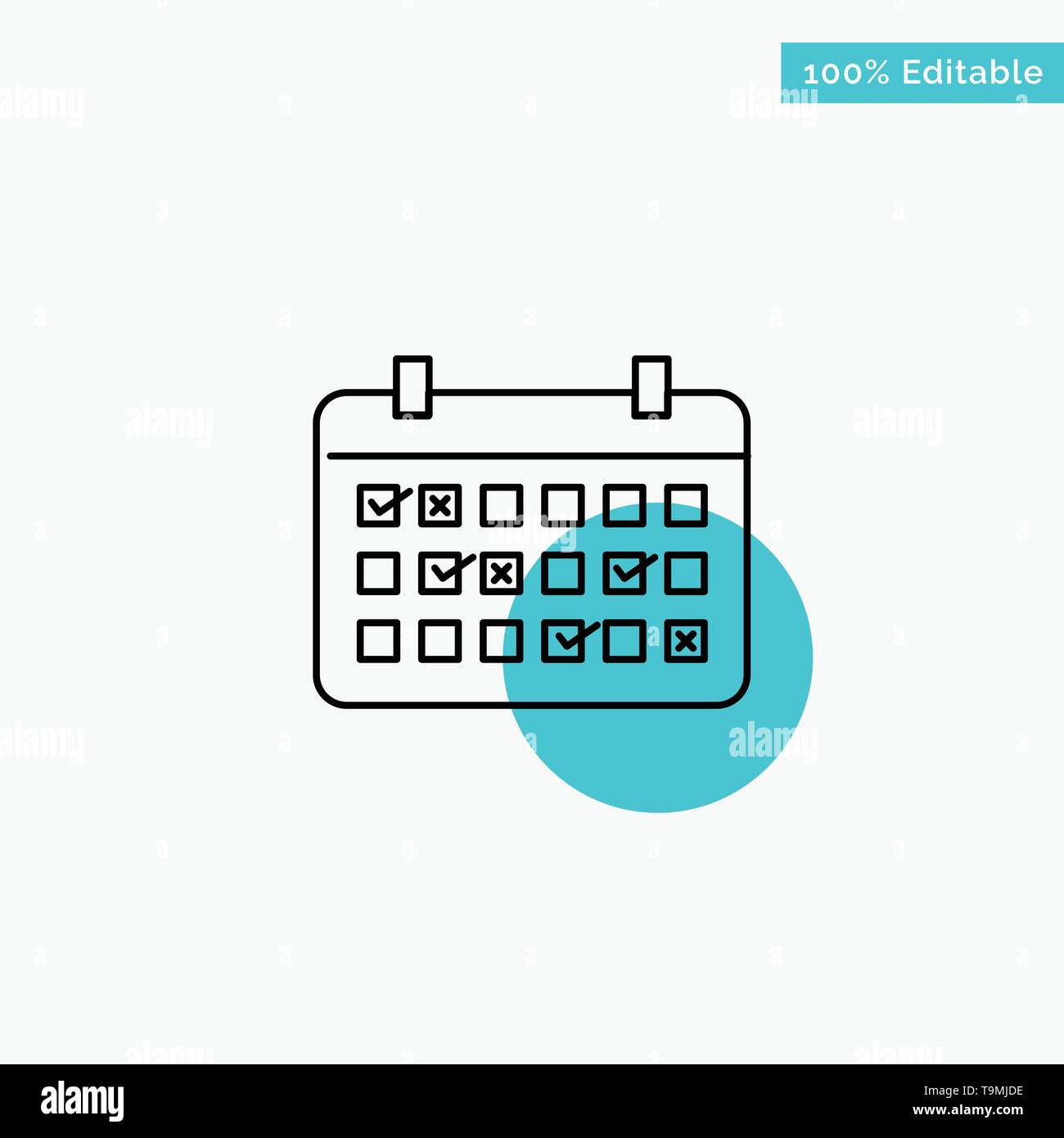 Calendar, Date, Month, Year, Time turquoise highlight circle point Vector icon Stock Vector