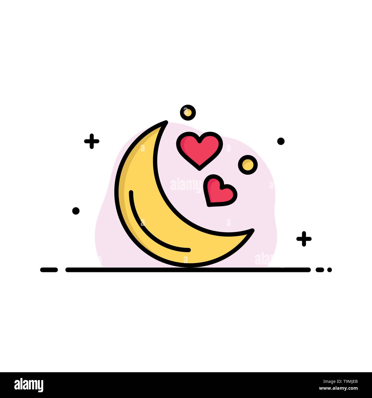 Moon, Night, Love, Romantic Night, Business Flat Line Filled Icon