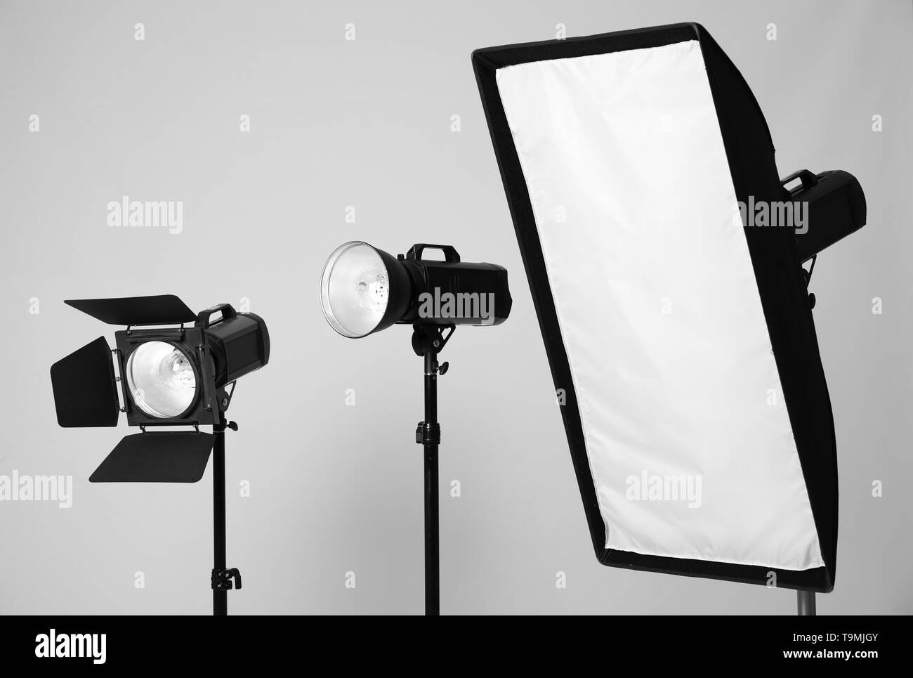 Modern lighting equipment on white background Stock Photo Alamy