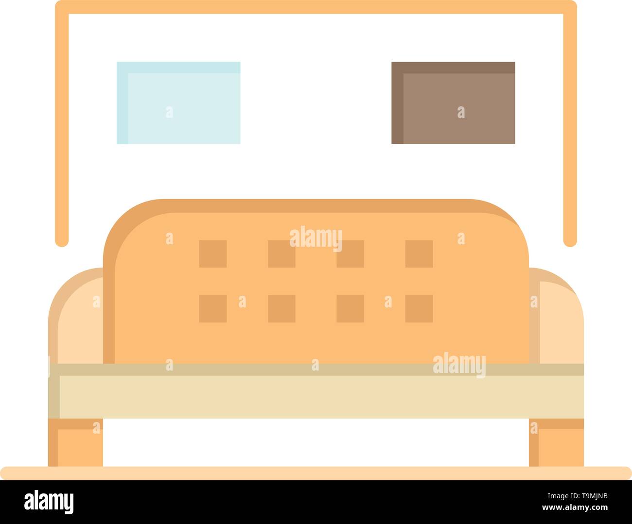 Hotel Bed Bedroom Service Flat Color Icon Vector Icon Banner