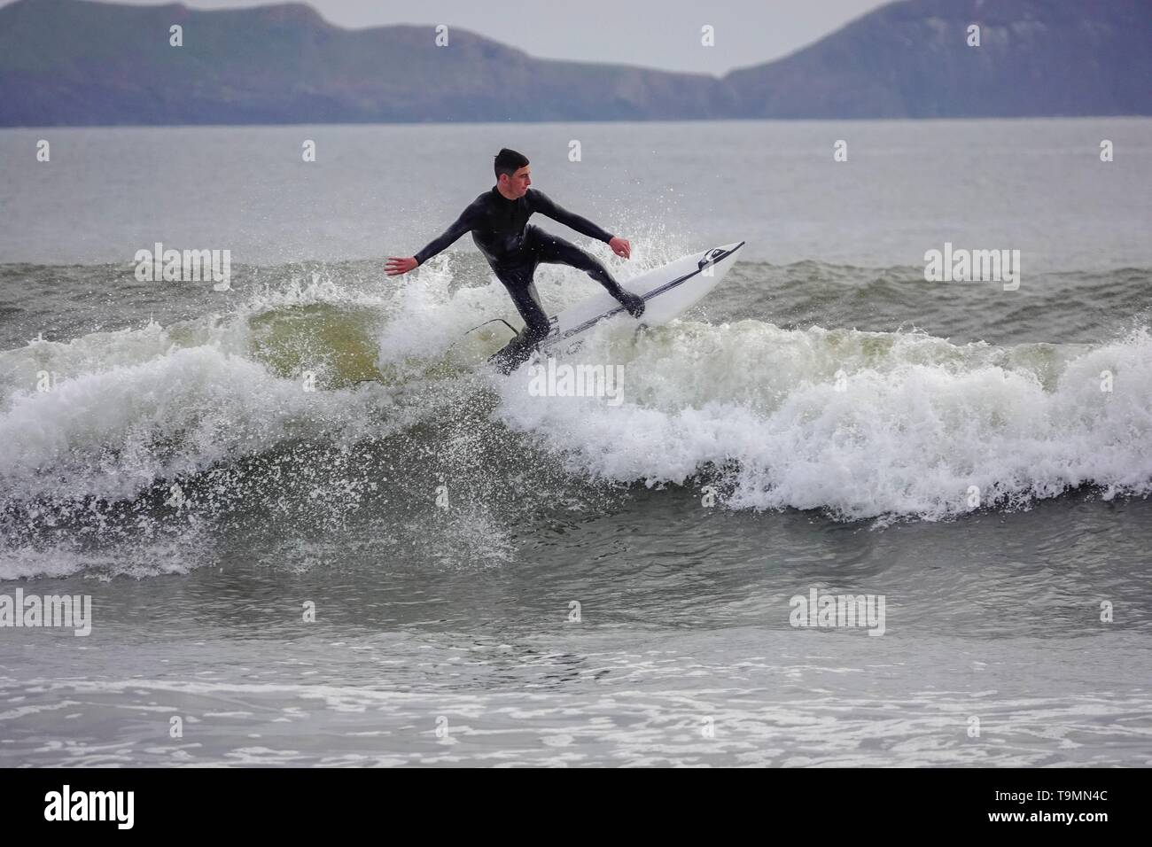 Gower Swansea Wales UK 17th May 2019 Surfers Enjoy The Waves At gower-swansea-wales-uk-17th-may-2019-surfers-enjoy-the-waves-at