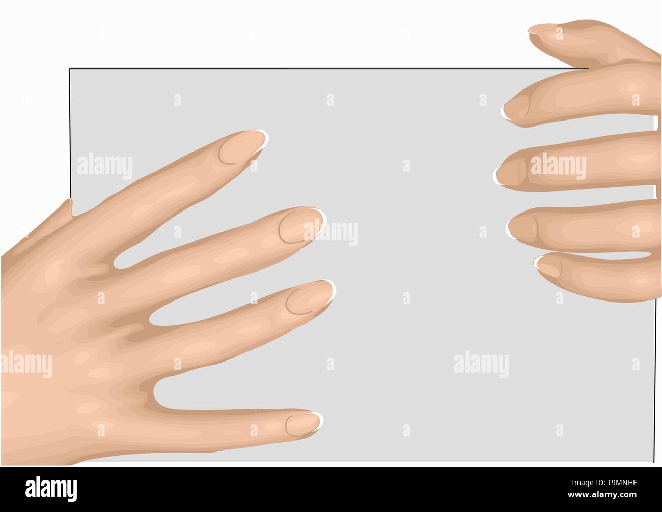 female hands and nails with sheet of paper Stock Vector Image & Art - Alamy